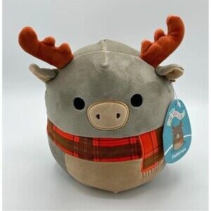 Squishmallow PATTERSON the MOOSE PLAID SCARF 8”